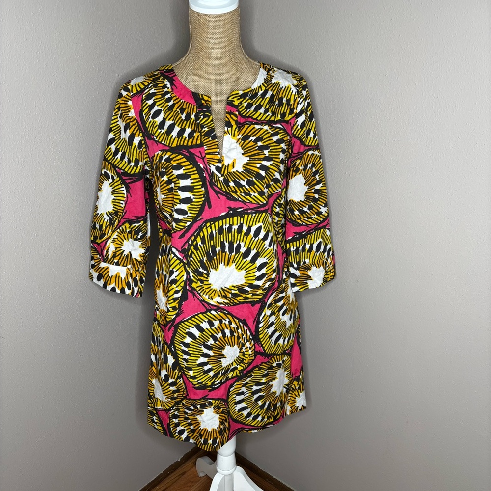 J.Crew Ratti Electric Kiwi Pink Tunic Summer Mini Dress Size 8 100% Cotton